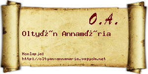 Oltyán Annamária névjegykártya