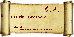 Oltyán Annamária névjegykártya